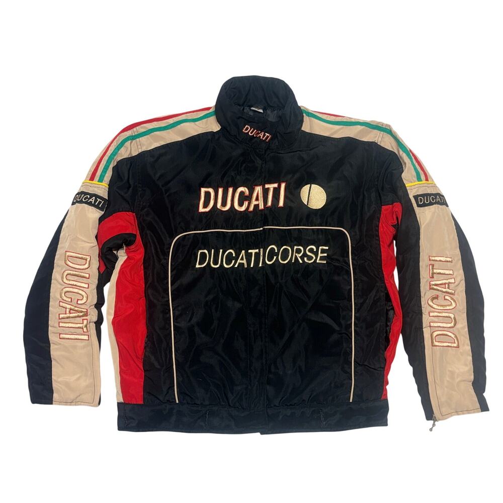 Ducati Corse Jacket XL Mens Black Motorcycle Racing Bomber Full Zip Moto Biker